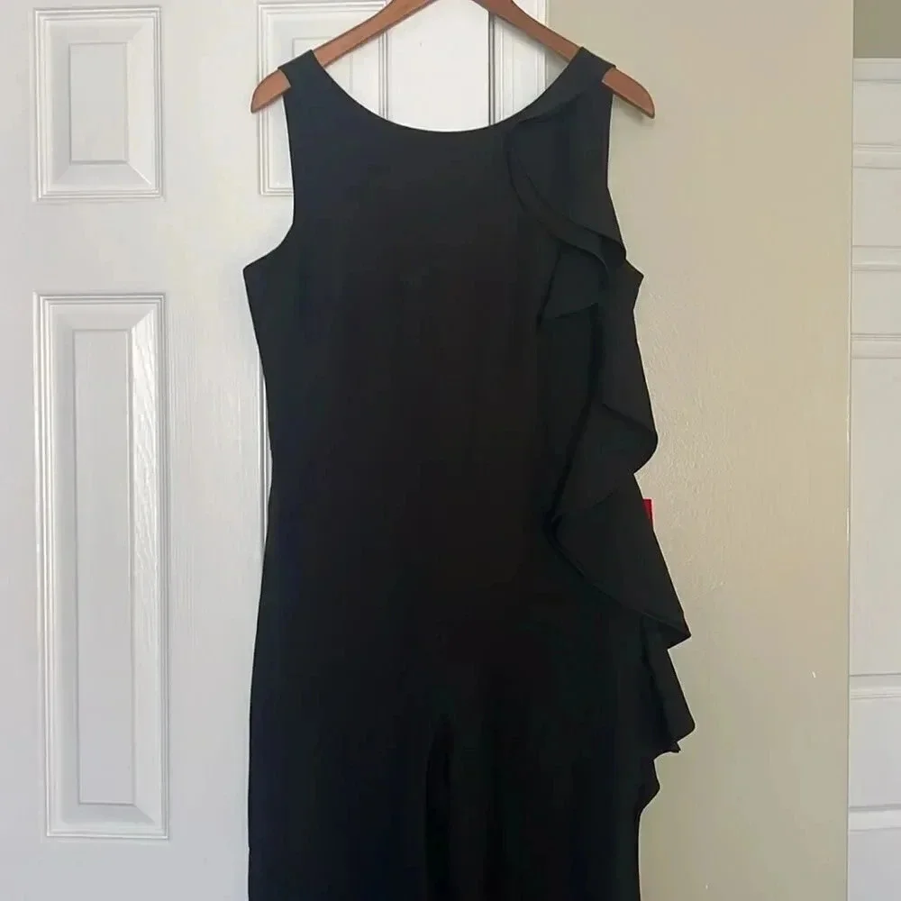 Belle Badgley Mischka Allison Side Ruffle Jumpsuit Size 10